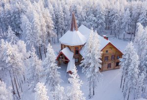 Mrs. Santa Claus’ Christmas Cottage in Rovaniemi, Lapland by air